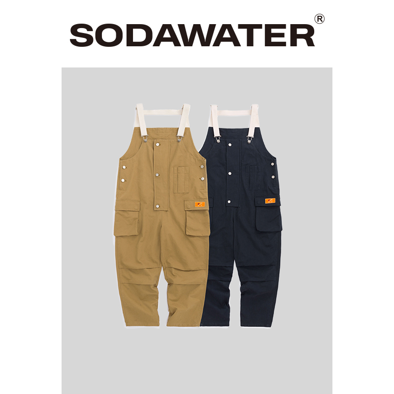 SODAWATER Men Overalls Loose Fit Casual Men Pants With Pocket Mens Work Overalls Pants Hip Hop Streetwear Mens Overalls 3027S20 201128