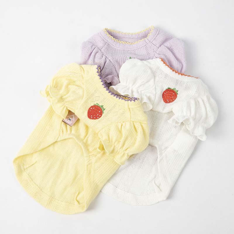 Summer new embroidered strawberry bubble sleeve top sunscreen clothing Teddy bear dog dog cat small clothes, Purple
Summer new embroidered strawberry bubble sleeve top sunscreen clothing Teddy bear dog dog cat small clothes, Purple