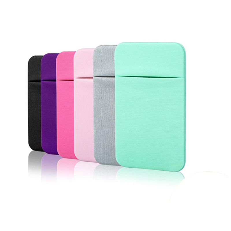 Stick on Wallet Card Holder Self Adhesive Stretchy Cell Phone Sleeve Lid Pouch Phone Pocket for iPhone 12 Samsung S20 Smart Phone