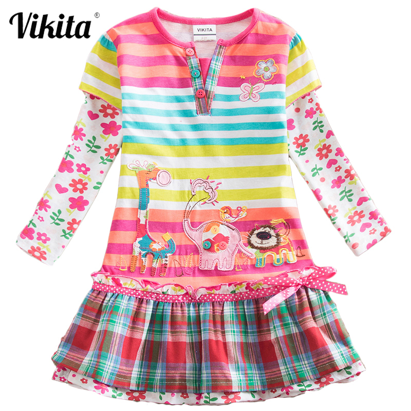 VIKITA Brand Girls Dresses Kids Baby Striped Roupa Infantil Dress Child Clothes Girls Deer Elephant Cartoon Flower Dresses LJ200822, Red;yellow
VIKITA Brand Girls Dresses Kids Baby Striped Roupa Infantil Dress Child Clothes Girls Deer Elephant Cartoon Flower Dresses LJ200822, Red;yellow