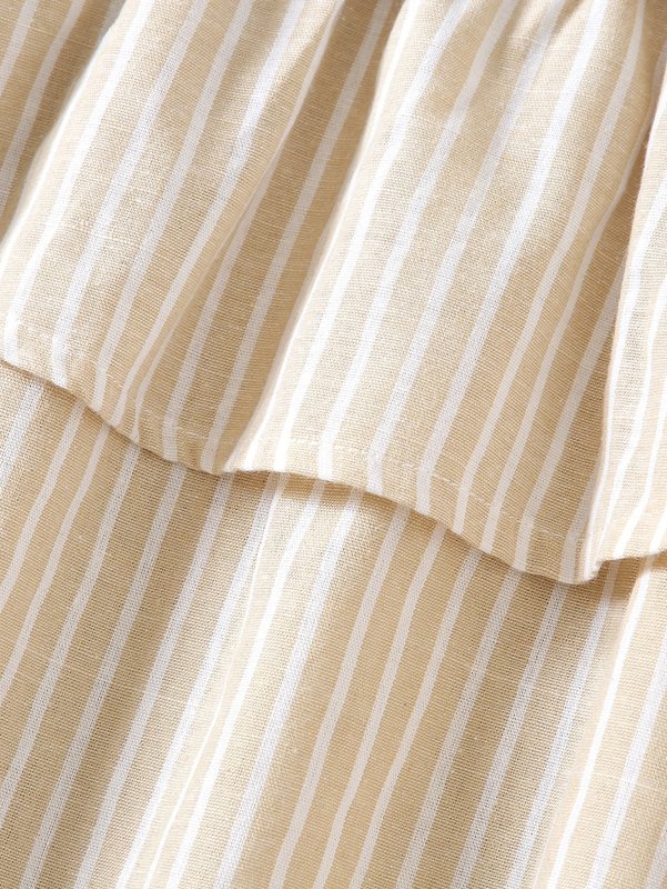 Toddler Girls Striped Two Layer Hem Belted Cami Dress SHE