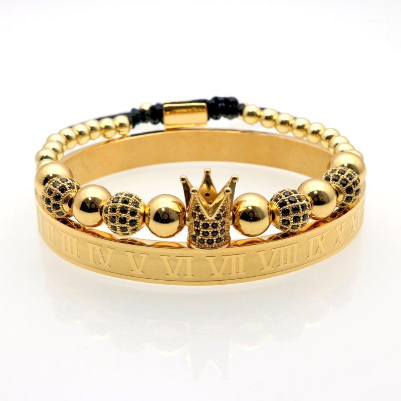 Charm Bracelets Classical Crown Luxury Men's Jewelry Handmade Beads Braiding For Men Roman Letter Bracelet Pulseira Masculina1