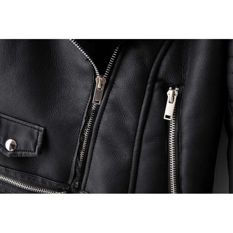 fashion ladies PU leather jacket winter women fashion fur collar jacket female faux leather coat moto style girls coats 201030