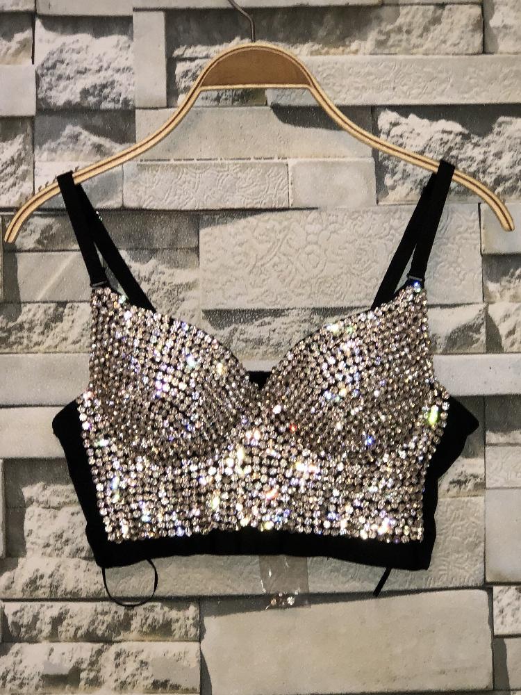 Rhinestone Bead Bustier Corset Pearls Diamond Push Up Night Club Bralette Women' New Fashion Bra Cropped Top Plus Size, Black
Rhinestone Bead Bustier Corset Pearls Diamond Push Up Night Club Bralette Women' New Fashion Bra Cropped Top Plus Size, Black