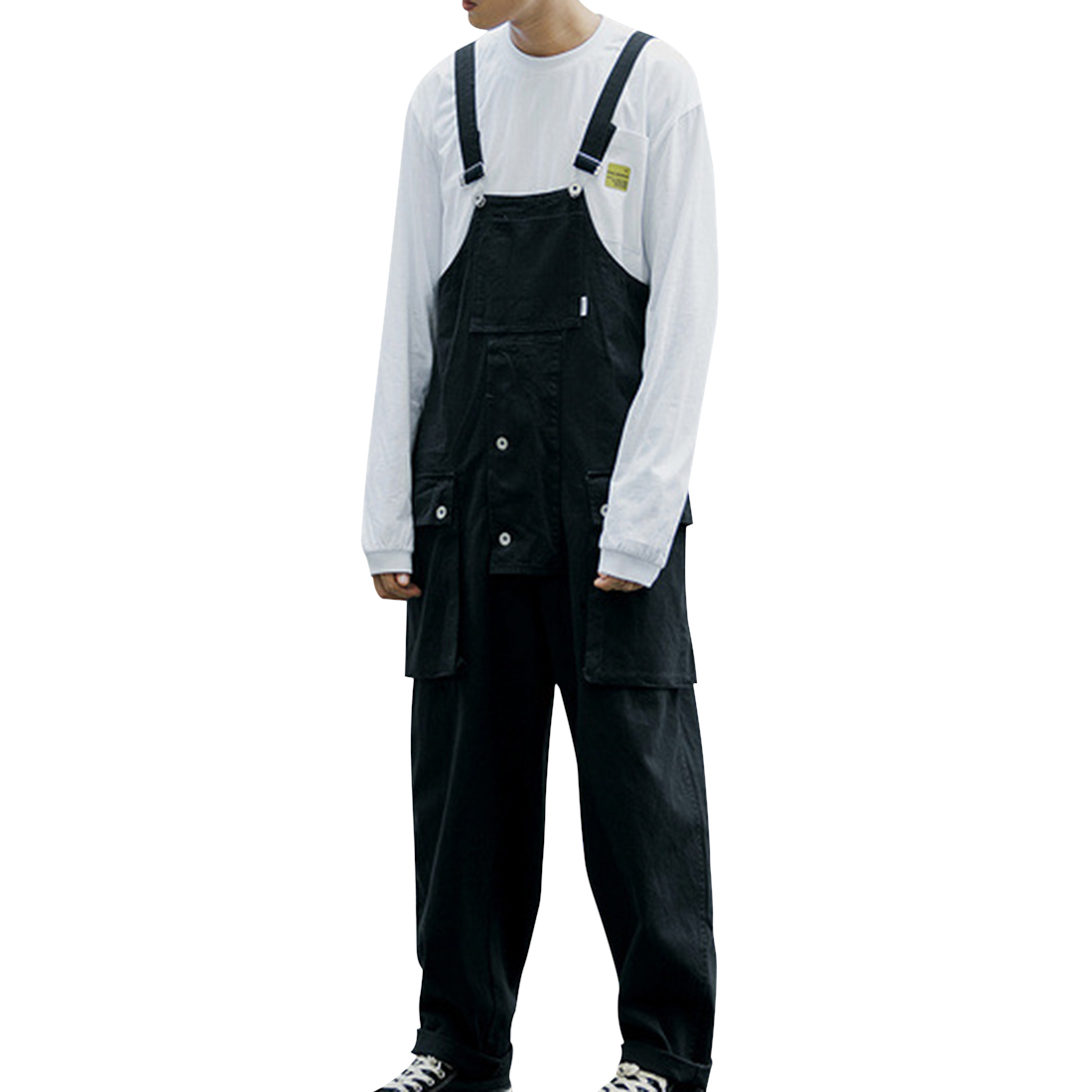 Streetwear Men Fashion Harajuku Suspender Jumpsuit Loose Straight Pants Men Pocket Bib Men's Overalls Casual Trousers Jumpsuits 201110