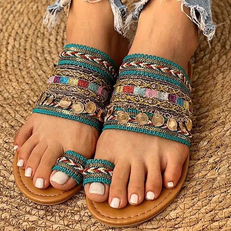 Comfort Meets Style: Ladies' Greek Inspired Boho Flat Slippers for Everyday Wear