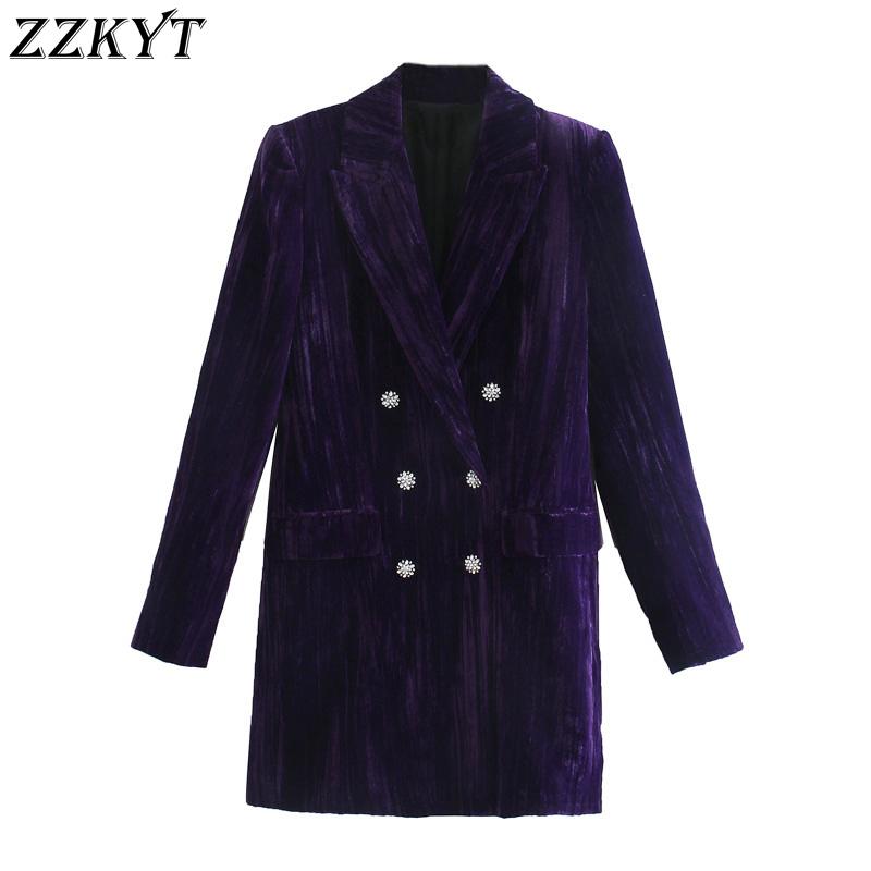 ZZKYT 2020Purple Velvet Blazer Women Fashion With Shoulder Pads Long Sleeve Woman Elegant Office Double-breasted Jacket Female, As picture
ZZKYT 2020Purple Velvet Blazer Women Fashion With Shoulder Pads Long Sleeve Woman Elegant Office Double-breasted Jacket Female, As picture