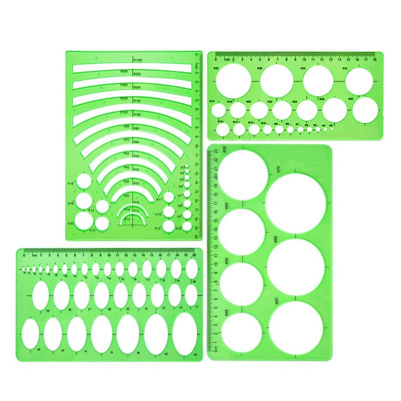 4 Pieces Template Plastic Rulers Circle Oval Circle Radius Drawing Templates for Office and School Supplies Clean Green
4 Pieces Template Plastic Rulers Circle Oval Circle Radius Drawing Templates for Office and School Supplies Clean Green