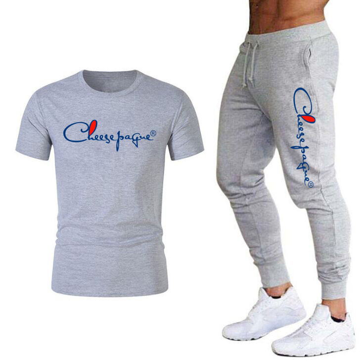 Casual Men Sets Tracksuits Summer Mens Sets Two Piece Set T-shirt Brand Track Clothing Male Sweatsuit Sports Suits -2XL
