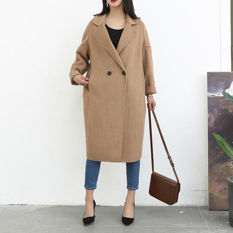 Fashion long Single button double Wool Coat Women soild Winter jacket loose autumn Wholesale price 201102