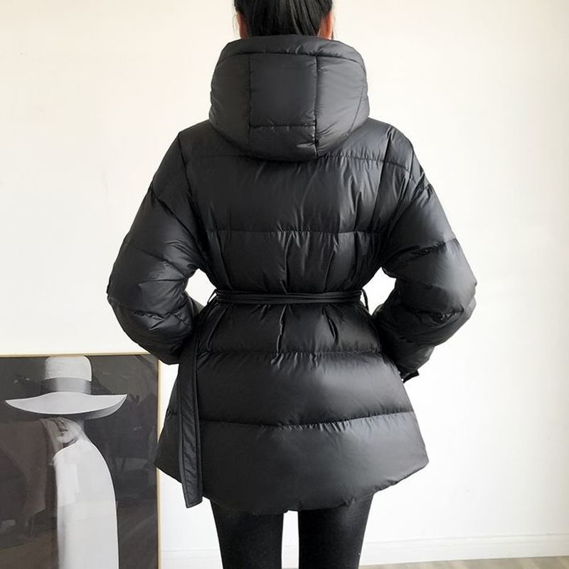 Winter Coat Women Fashion Sashes Hooded Warm Cotton Jacket Women Thicken High Quality Ladies Coats and Jackets 201017
