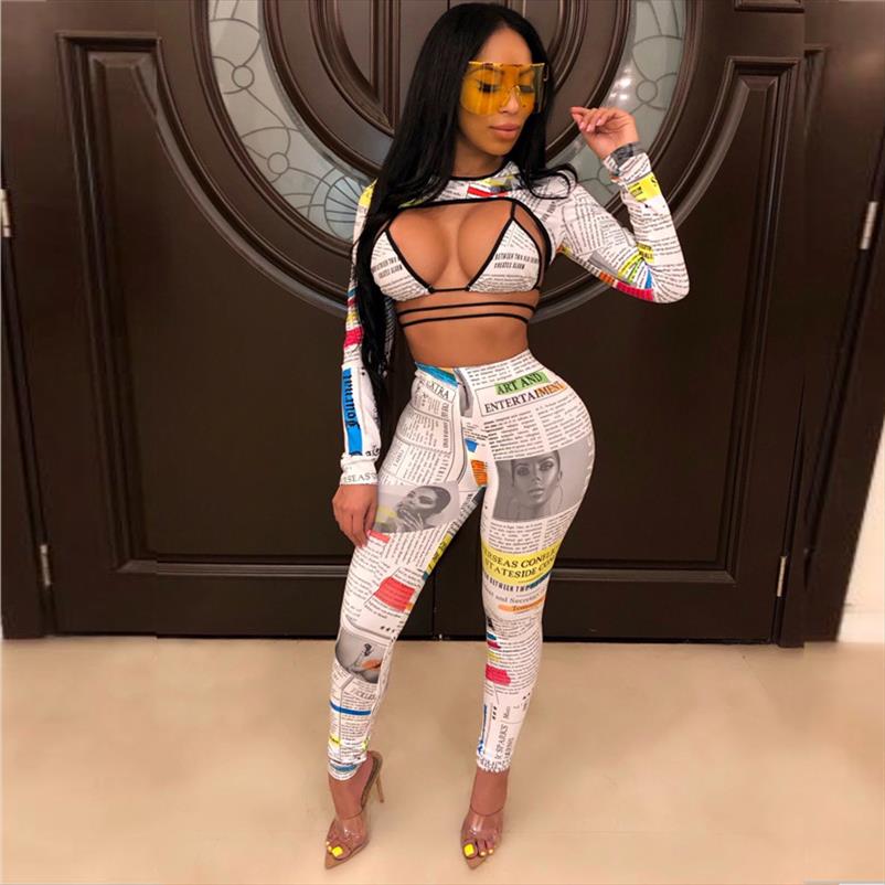 Fashion Newspaper Print Sexy Long Sleeve 3 Piece Set Bandage Pant Matching Sets Fall Club Outfits for Woman D36 AA89, As picture
Fashion Newspaper Print Sexy Long Sleeve 3 Piece Set Bandage Pant Matching Sets Fall Club Outfits for Woman D36 AA89, As picture