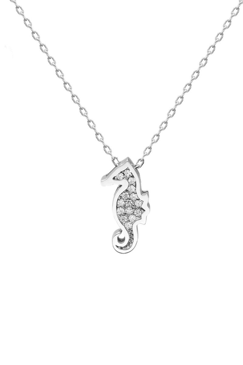 Certified with Crystal Seahorse 925 Silver Necklace