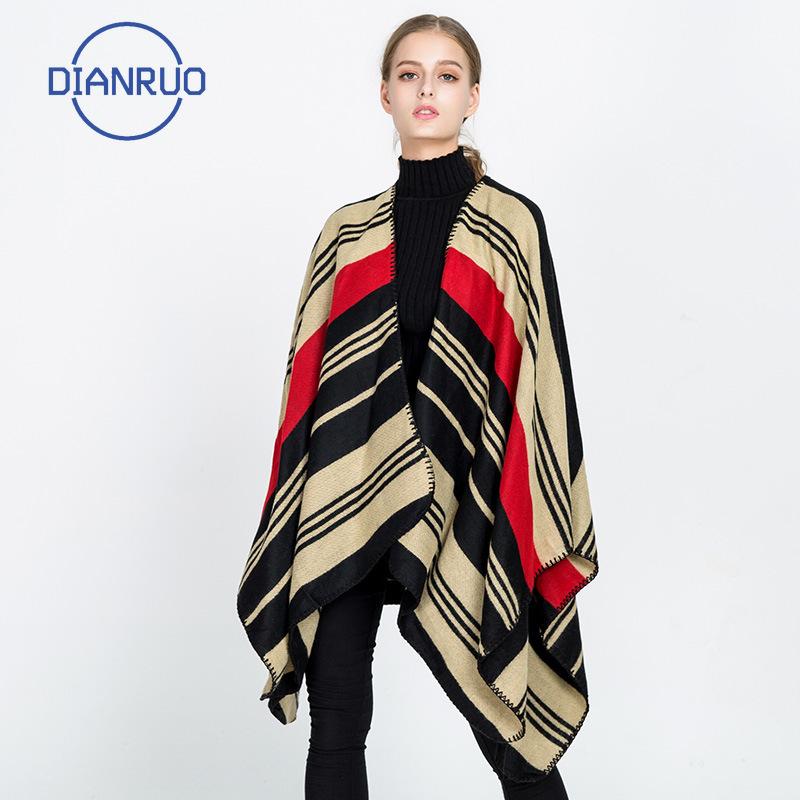 DIANRUO Autumn and Winter New European and American Style Colorful Stripes Thickened Warm Fashion Shawl Office Warm Cape N630
DIANRUO Autumn and Winter New European and American Style Colorful Stripes Thickened Warm Fashion Shawl Office Warm Cape N630
