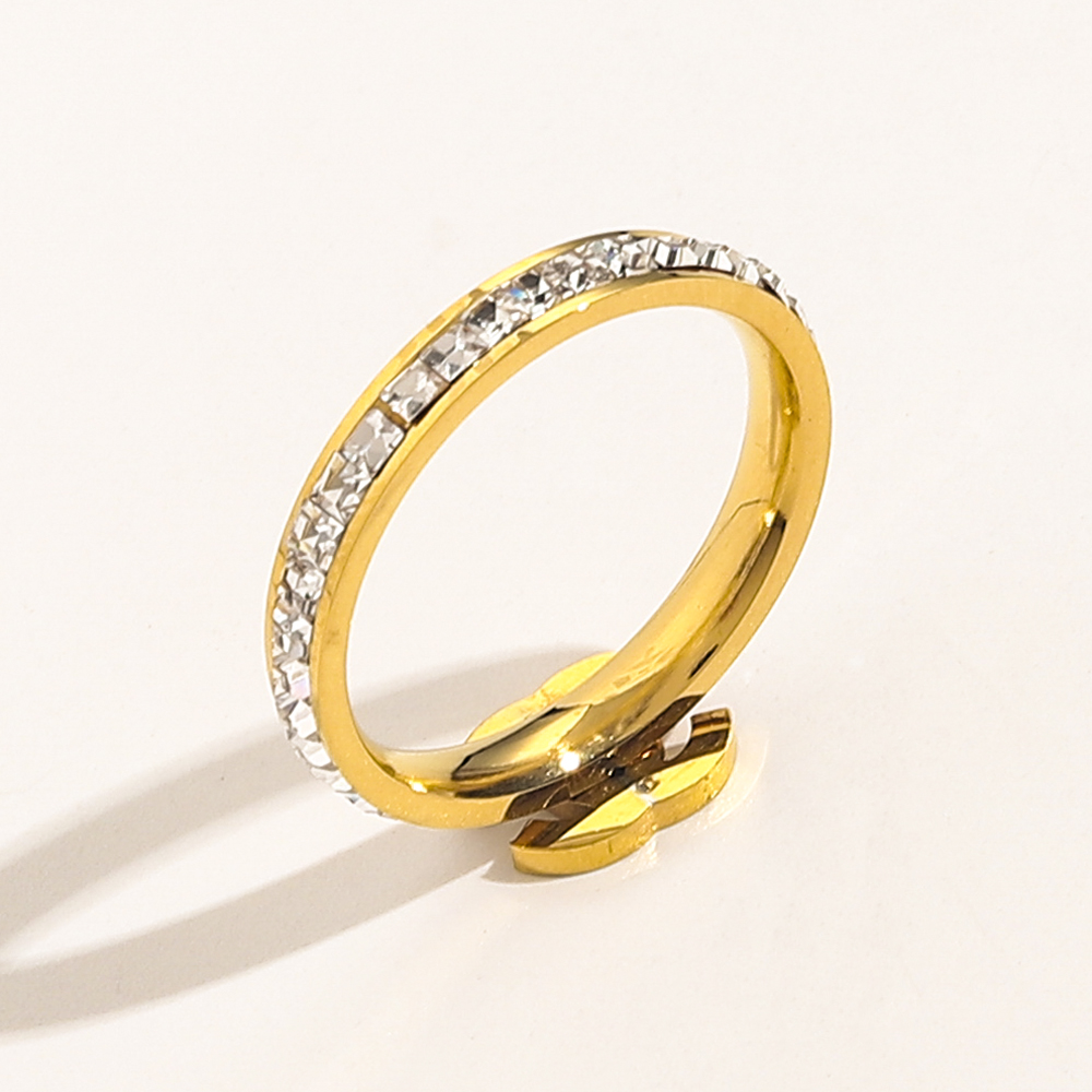 22ss 12style 18K Gold Plated Titanium Stainless Steel Band Rings High Quality Designer Letters Retro Geometric Ring Men Women Metal Jewelry Party Accessories