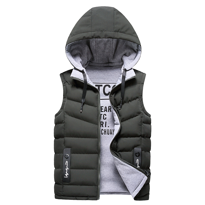Casual Vest Jacket Men Both Sides Winter Fleece Vest Warm Hooded Waistcoat Sleeveless Jackets Male Hat Detachable Waistcoat Coat 201216