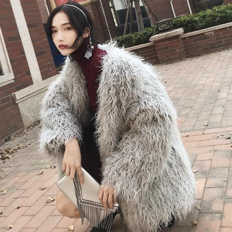 2021 Women Lamb Fur Korean Open Stitch Coat Women Thick Warm Loose Regular V Neck Sweater Jacket Wide-waisted Faux Fur Coat B128, Gray
2021 Women Lamb Fur Korean Open Stitch Coat Women Thick Warm Loose Regular V Neck Sweater Jacket Wide-waisted Faux Fur Coat B128, Gray