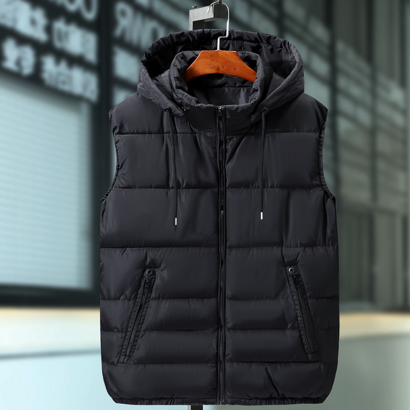 Plus Large Size 10XL Men Winter Vest Hat Detachable Waistcoat Warm Thicken Sleeveless Jacket Unloading Parka Coat for Men Unisex 201216