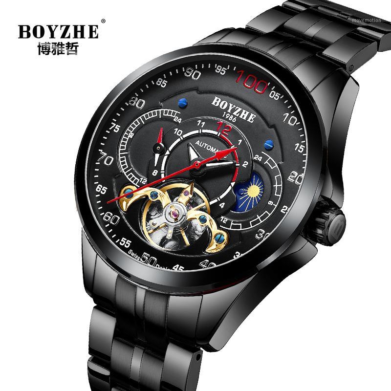 BOYZHE Fashion Automatic Watch Men Stainless Steel Sports Chronograph Mechanical Mens Watches Moon Phase Relogio Masculino 20201, Black
BOYZHE Fashion Automatic Watch Men Stainless Steel Sports Chronograph Mechanical Mens Watches Moon Phase Relogio Masculino 20201, Black