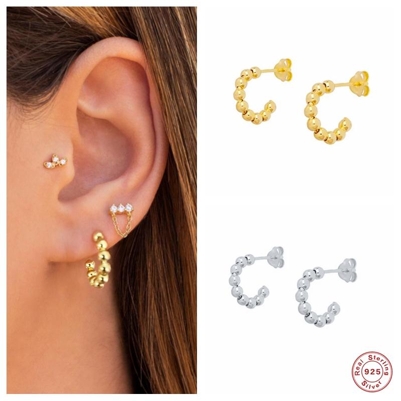 Aide 925 Sterling Silver Gold Hoop Earrings For Women C Shape Half Circle Beads Piercing Huggie Earring Party Fine Jewelry Gift
Aide 925 Sterling Silver Gold Hoop Earrings For Women C Shape Half Circle Beads Piercing Huggie Earring Party Fine Jewelry Gift