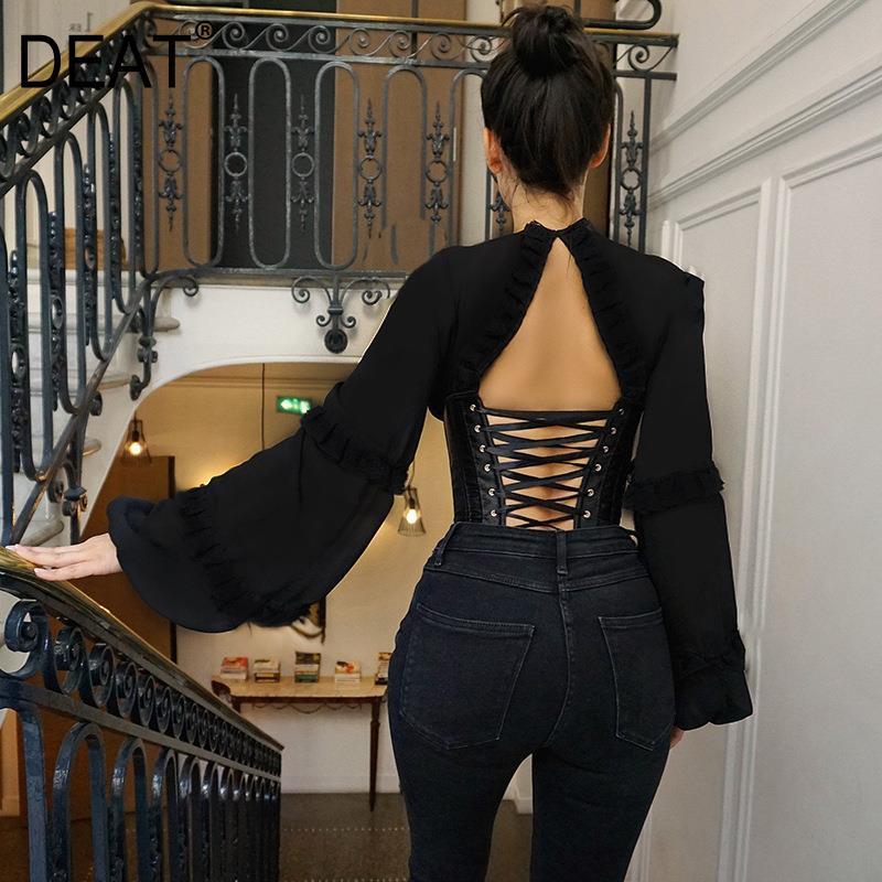 DEAT 2020 V-neck lantern sleeves single breasted backless bandage high waist autumn and spring fashion shirt female top WO47601L, Black g19611t
DEAT 2020 V-neck lantern sleeves single breasted backless bandage high waist autumn and spring fashion shirt female top WO47601L, Black g19611t