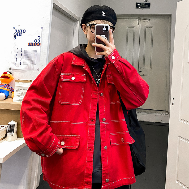 2021 New Japan Style Spring Autumn Men's Fashion Red Green Denim Jeans Jacket Casual Streetwear Clothes 39eo, 8005 2
2021 New Japan Style Spring Autumn Men's Fashion Red Green Denim Jeans Jacket Casual Streetwear Clothes 39eo, 8005 2