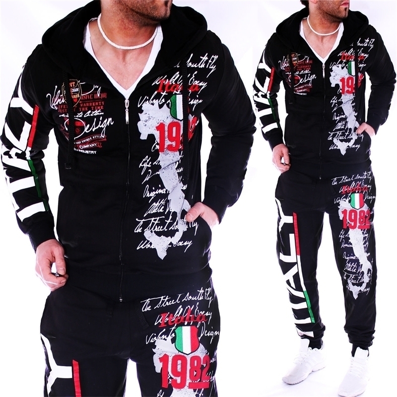 ZOGAA Mens Tracksuit Casual Sweatsuits Men 2 Piece Set Outfits Sportswear Tops and Pants Mens Matching Set Workout Track Suit 201130