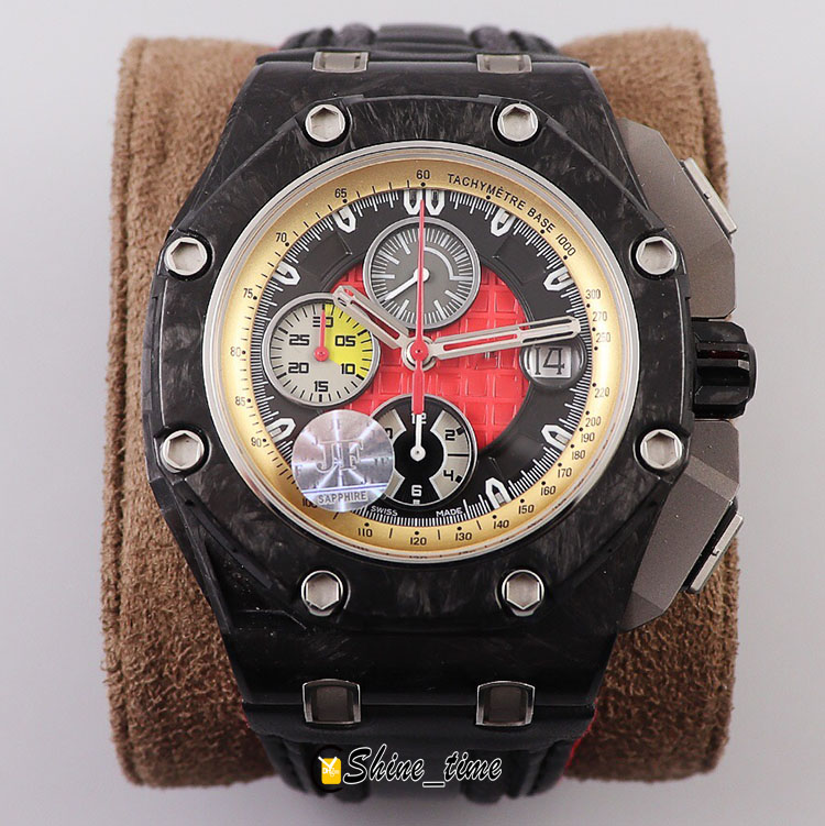 JF V2 1:1 Top-Quality Multifunction Dial Forged Carbon Case 26290IO.OO.A001VE.01 Cal.3126 Chronograph Automatic Mens Watch Leather Strap, Original box
JF V2 1:1 Top-Quality Multifunction Dial Forged Carbon Case 26290IO.OO.A001VE.01 Cal.3126 Chronograph Automatic Mens Watch Leather Strap, Original box