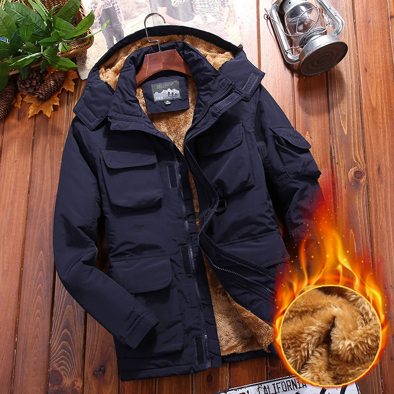 Fashion Men Winter Cotton Padded Clothes Thicken Fleece Men Hooded Windbreaker Jacket Male Casual Warm Parka Coat Plus Size 201127