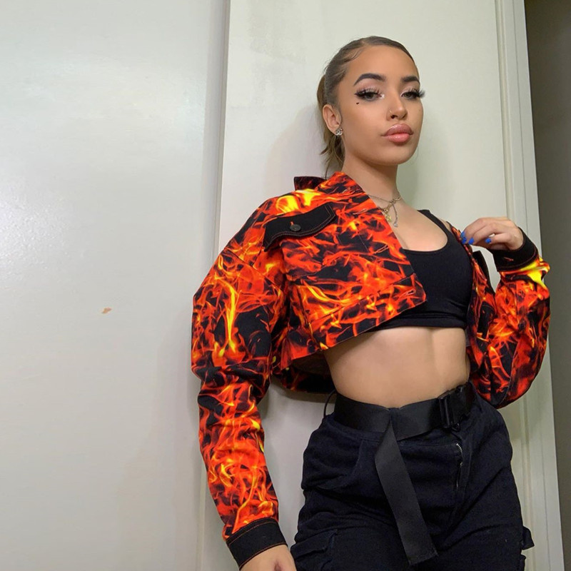 Darlingaga Streetwear Flame Printed Autumn Jacket Coat Women Festival Fire Fashion Bomber Jacket Winter Outwear Basic Jackes New T200111
