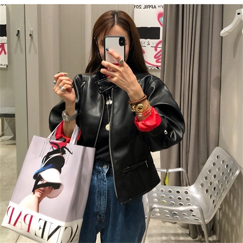 DEAT Korean Autumn And Winter Pattern turtleneck batwing sleeves zippers jacket PU removeable warm coat WC16301L 201029