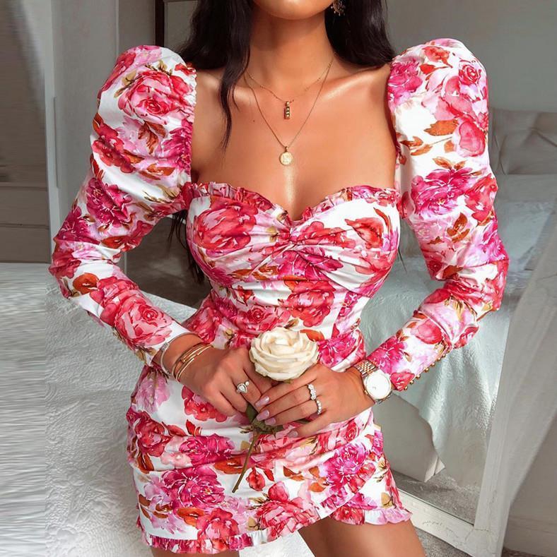 2021 new women ladies evening party flower dress prom ball mini dresses women long puff sleeve slim club dress, Black;gray
2021 new women ladies evening party flower dress prom ball mini dresses women long puff sleeve slim club dress, Black;gray