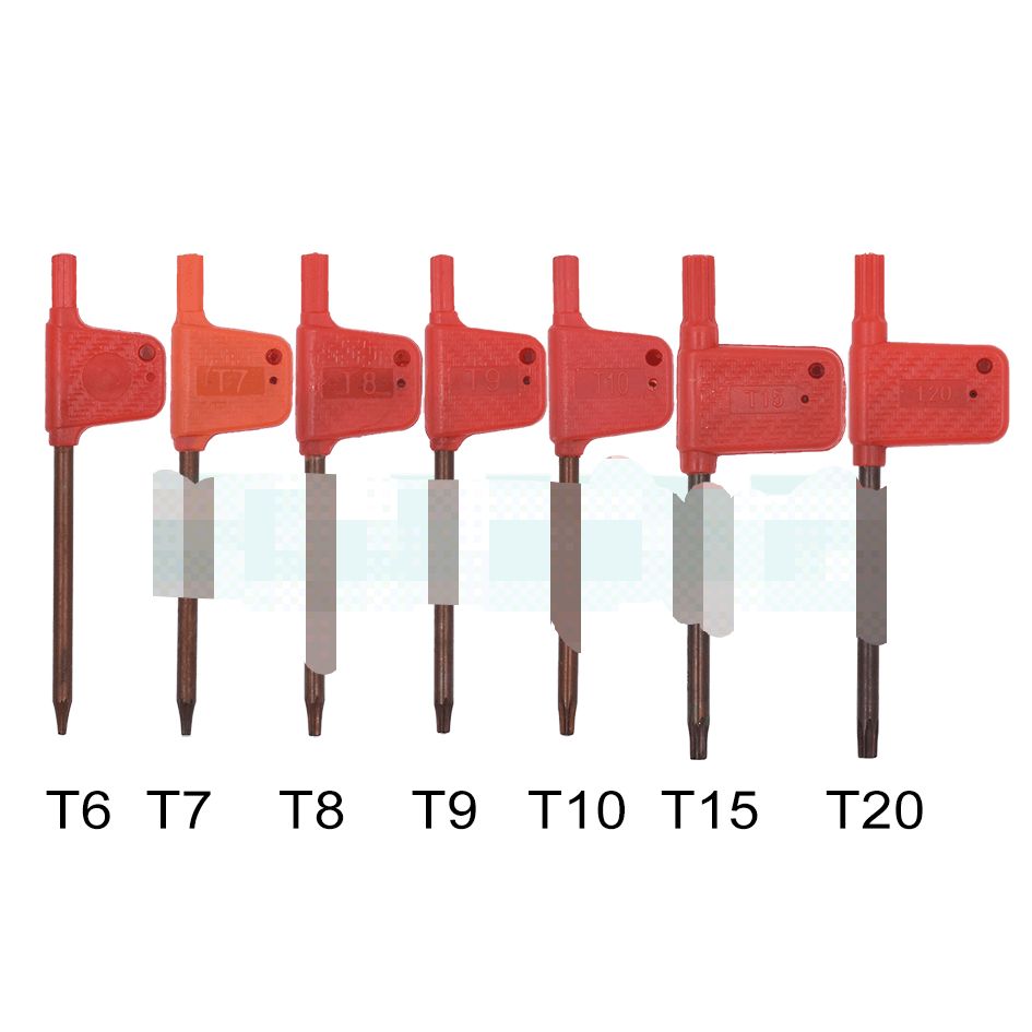 T6 T7 T8 T9 T10 T15 T20 Torx Screwdriver Spanner Key Small Red Flag Screw Drivers Tools 200pcs/lot от DHgate WW