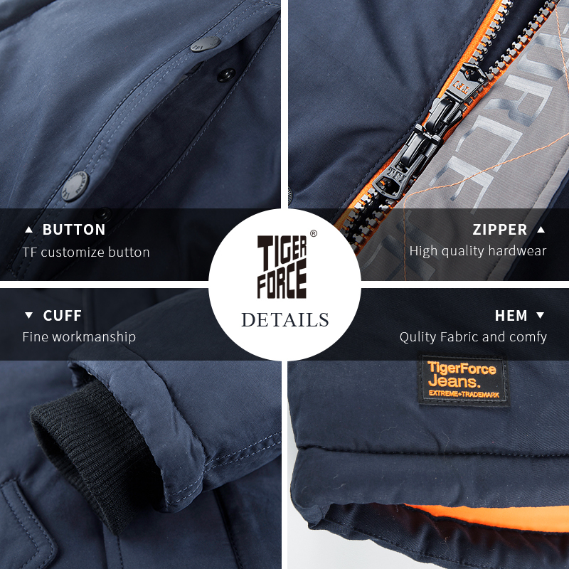 TIGER FORCE Winter Jacket Men Padded Parka Russia Man Winter Coat Artificial Fur Big Pockets Medium-long Thick Parkas Snowjacket LJ201215