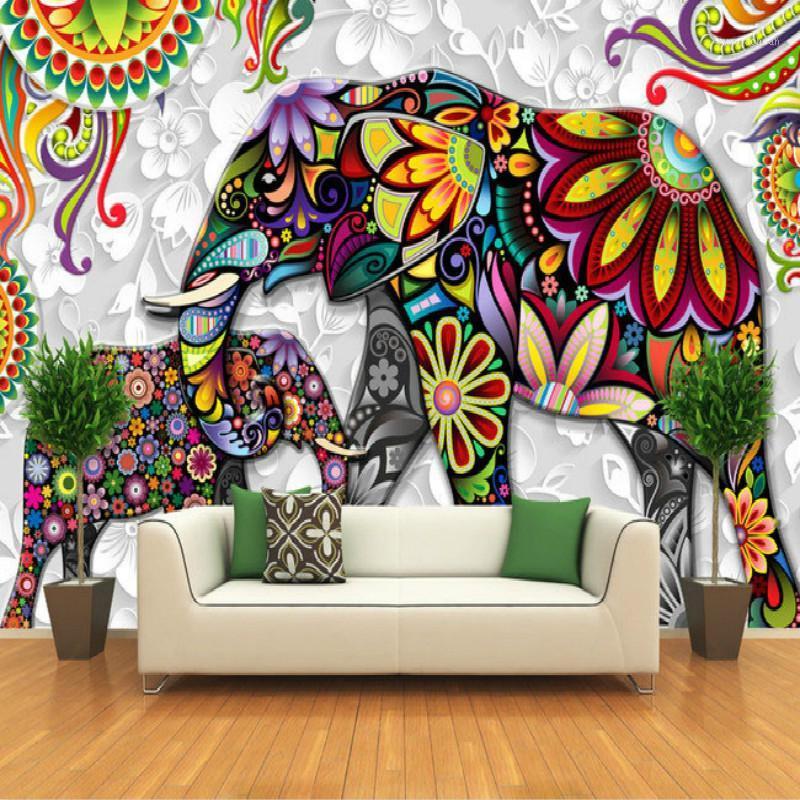 

3D Wall Papers Home Decor Thailand Elephants Mural Wallpaper for Living Room Bedroom TV Background Walls Papel De Parede 3D1, Canvas material