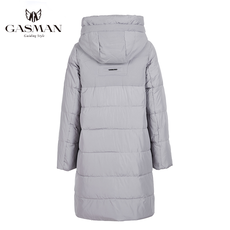 GASMAN Long Grey Zipper Winter Jacket Women Warm Thick Parka Down Jacket Female Hooded Coat Womens Clothing Patchwork Coat 17616 201217