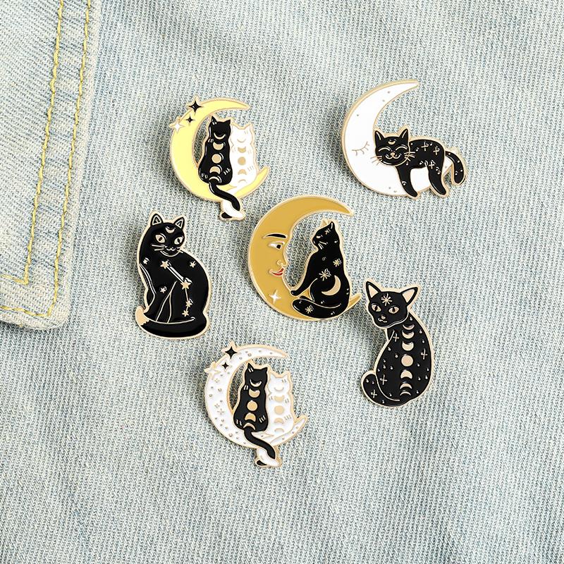 Magic Fantasy Cat Enamel Pins Colors Creative Witch Moon Cat Brooches For Kids Gift
Magic Fantasy Cat Enamel Pins Colors Creative Witch Moon Cat Brooches For Kids Gift