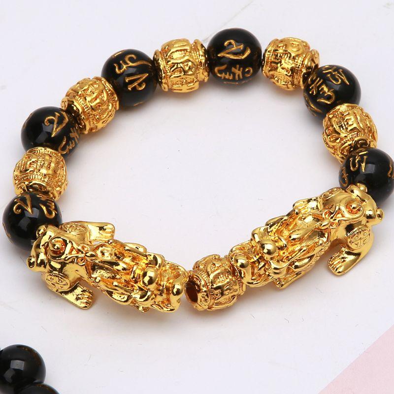 Black Obsidian Stone Buddhism Six Words Pixiu Bead Bracelet Lucky Amulet Jewelry L4ME 
Black Obsidian Stone Buddhism Six Words Pixiu Bead Bracelet Lucky Amulet Jewelry L4ME