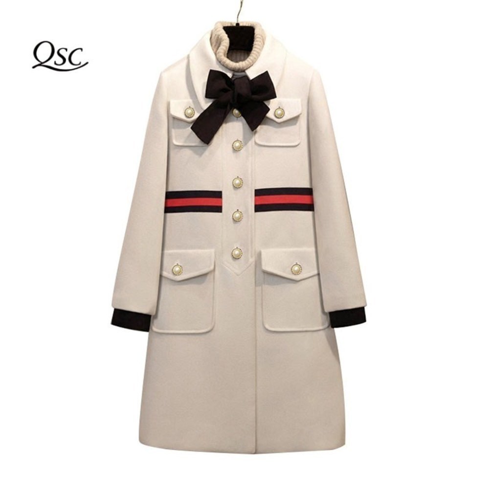 2019 Thick Coat Bow Pocket Wool Winter Jacket Women Slim Woolen Long Cashmere Coats Cardigan Jackets Elegant Blend, White
2019 Thick Coat Bow Pocket Wool Winter Jacket Women Slim Woolen Long Cashmere Coats Cardigan Jackets Elegant Blend, White