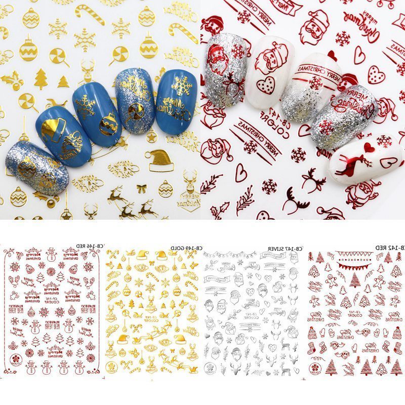 Christmas Nail Art Stickers Gold Silver Red Color Snowflake Snowman Christmas Tree Santa Hollow Nail Decals Manicure Decor, As picture
Christmas Nail Art Stickers Gold Silver Red Color Snowflake Snowman Christmas Tree Santa Hollow Nail Decals Manicure Decor, As picture