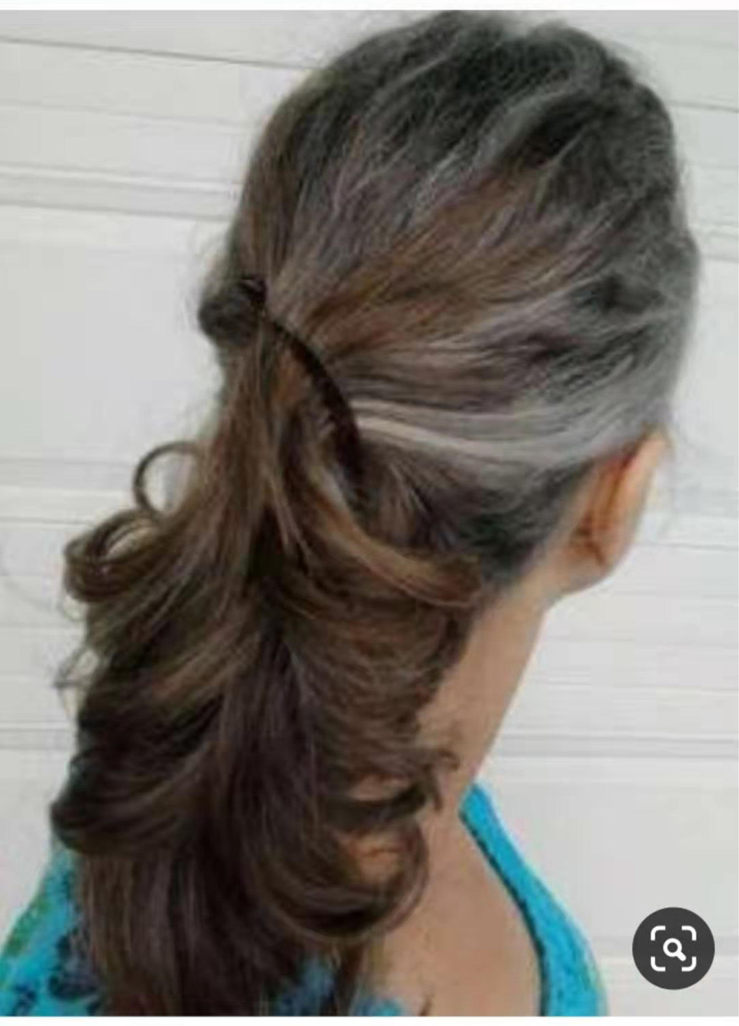 salt n pepper natural highlights grey ponytail hair extension drawstring clip gray ponytail hairpiece curly wavy side part 120g