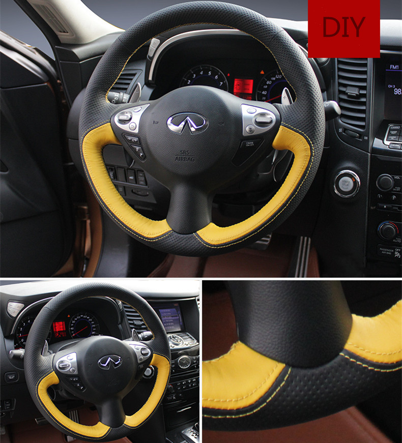 For Infiniti QX70 30 QX56 80 ESQ M25 DIY Customized hand sew Leather Steering Wheel Cover
For Infiniti QX70 30 QX56 80 ESQ M25 DIY Customized hand sew Leather Steering Wheel Cover