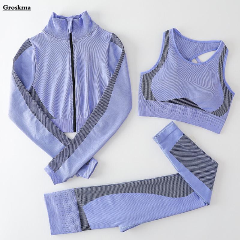 Zipper Shirt+Sexy Bra+High Waist Pants Women Yoga Set Fitness Gym Seamless Suits Workout Running Sportswear Clothing Patchwork, Blue
Zipper Shirt+Sexy Bra+High Waist Pants Women Yoga Set Fitness Gym Seamless Suits Workout Running Sportswear Clothing Patchwork, Blue