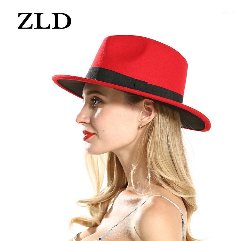 Stingy Brim Hats ZLD Winter Autumn Imitation Woolen Women Ladies Fedoras Top Red And Black Splice Jazz Hat European American Round Cap Bowle
Stingy Brim Hats ZLD Winter Autumn Imitation Woolen Women Ladies Fedoras Top Red And Black Splice Jazz Hat European American Round Cap Bowle