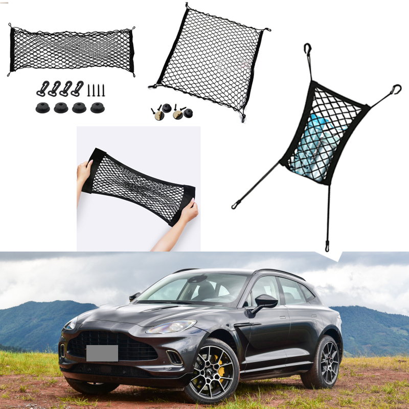 

For Aston Martin DBX Car Auto vehicle Black Rear Trunk Cargo Baggage Organizer Storage Vertical Nylon Plain Seat net