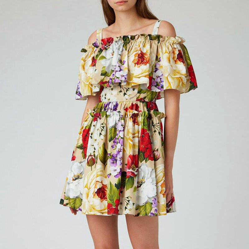 2021 New Merchall Runway Mini Summer Women's Slash Neck Cool Cut Off Shouler Rose Print Beach Vacation Short 9rw5, Yellow
2021 New Merchall Runway Mini Summer Women's Slash Neck Cool Cut Off Shouler Rose Print Beach Vacation Short 9rw5, Yellow