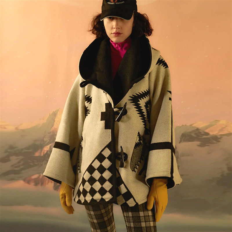 AYUALIN long sleeve cloak Cape Women Coats Hippie Boho Ethnic Hooded Autumn Winter Thick Warm Outerwear Female Jacket coat 201210