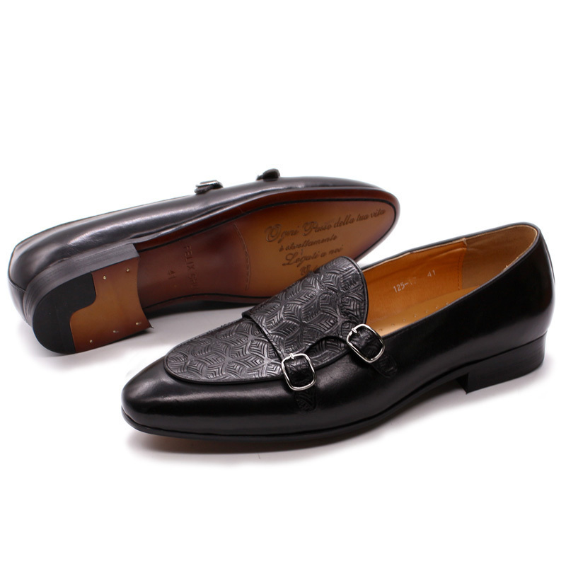 2020 Autumn shoes Mens Loafers Classic Monk Strap Men Shoes Genuine Leather Slip On Dress Shoes Wedding Casual Business Modern LJ201015