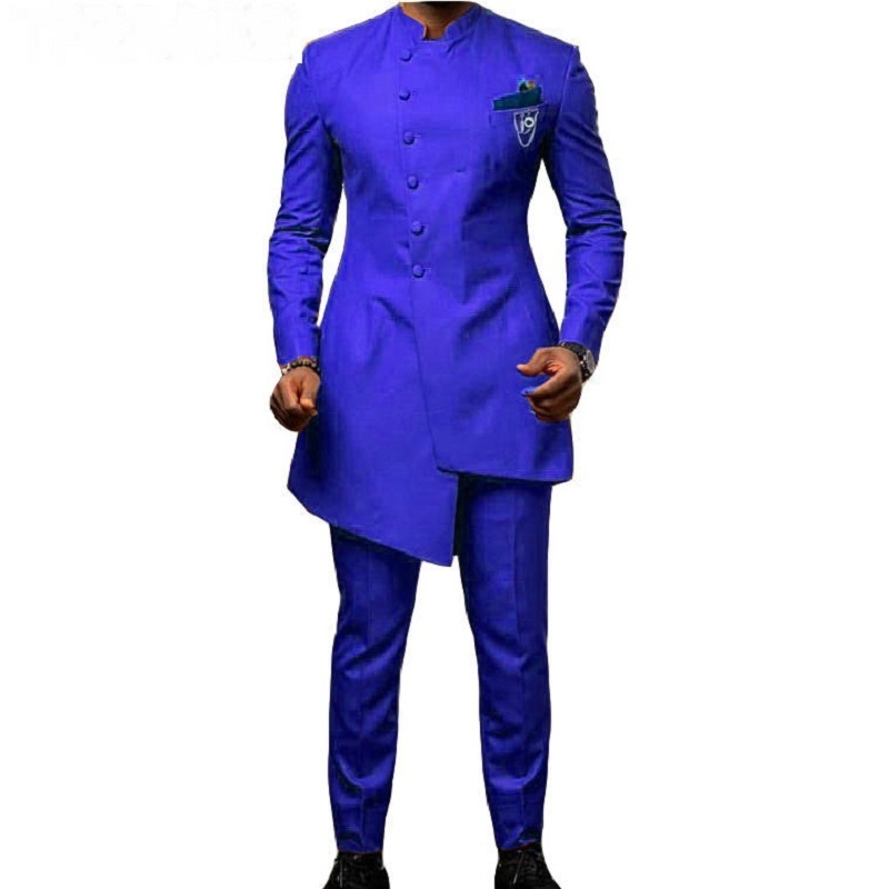 African Golden Satin Slim Fit Men Suits Wedding Groom Tuxedos Bridegroom Suits Front Button Best Man Prom Blazer Jacket+Pant 201106
