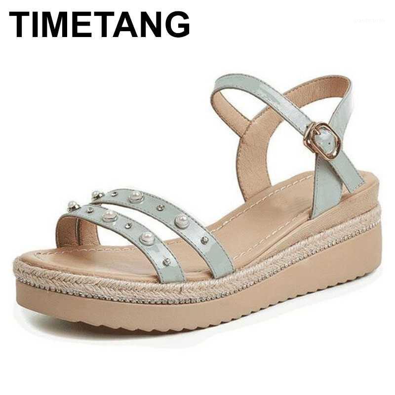 TIMETANG 2020 summer open shoes woman sandals rhinestone pearl decoration genuine leather sandals women fashion non-slip wedge1, Black
TIMETANG 2020 summer open shoes woman sandals rhinestone pearl decoration genuine leather sandals women fashion non-slip wedge1, Black